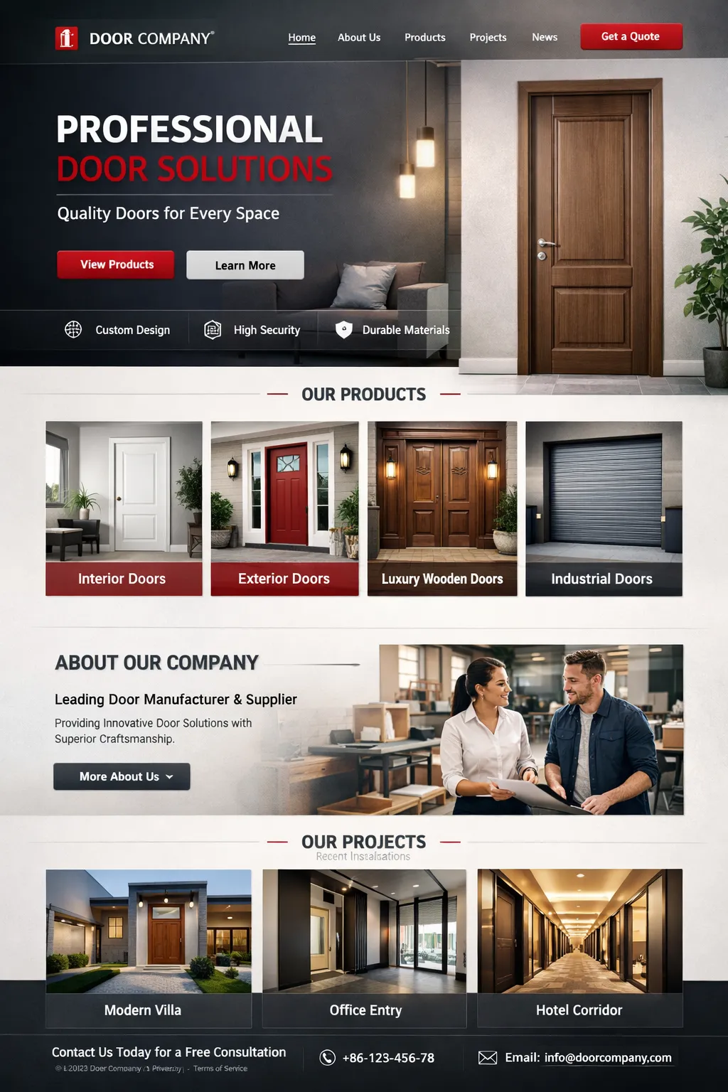 门业公司网站建设设计稿：从形象展示到海外获客的核心阵地